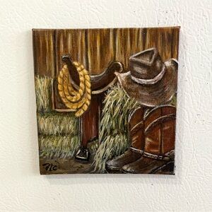 Hand Crafted Art - Cowboy Boots & Hat